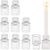 Glasseam Set di 10 Portacandele in Vetro Trasparente - Natalizi A Coste per Soggiorno, Moderni per Matrimonio, Centrotavola E Decorazioni per La Casa