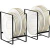 QUMENEY 2 supporti per piatti, organizer multifunzione, per piatti, cucina, scolapiatti per piatti, coperchio pentole, tagliere, colore nero (L)