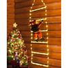 Geemoo 0.75M Luci Decorazioni 98 LED Scala Babbo Natale, Addobbi 8 modalità, Funzione Timer e Memoria, Luci Natalizie per Finestra Esterno ed Interno Bianco Caldo