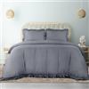 Utopia Bedding Copripiumino a Volant 3 pezzi Una Piazza e Mezza - Microfibra Copripiumino 200x200cm + Federe 50x75cm - Grigio