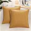 decorUhome Set di 2 federe per cuscini in lino, 65 x 65 cm, decorative per esterni, in tinta unita, vintage, con bordi cuciti, grandi federe quadrate neutre, 66 x 26 cm, per divano, bronzo oro