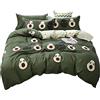 Homewish Avocado, copripiumino 155 x 220 cm, per ragazzi e ragazze, con caricatura tropicale e frutti stampati, motivo Avocado, colore verde, per ragazzi e bambini, morbido copriletto double-face con 1 federa