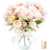 MOAMUN 4 Fiori Finti per Decorazioni con Seta, Mix Realistico Peonia Ortensia Fiori Finti Cimitero Da Esterno, Vari Fiori Artificiali per la di Matrimonio Tavolo Festa Nuziale Casa Ufficio(Rosa)
