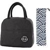 Binoster Borsa termica per il pranzo da donna con ampia apertura, resistente all'acqua e a prova di perdite, organizer da pranzo per uomini e ragazze, per picnic, lavoro all'aperto, colore: nero