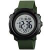 Skmei Orologio sportivo digitale da uomo, impermeabile fino a 50 m, a LED, militare, multifunzione, cronometro, conto alla rovescia, data e allarme automatico, Verde Nero Bianco, Classico