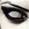 DESIGNLENSES, Lenti a contatto colorate bianche per costume di Halloween da zombie, senza gradazione, 1 paio (2 pezzi), lentes motivo a griglia bianca + custodia per lenti White Screen