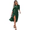SISAY Vestito Chemisier da Donna Elegante Manica Lunga Scollo a V Vestito Lungo con Bottoni A Trapezio Abito Autunno Abiti Maxi con Cintura