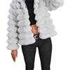 ZhuiKun Cappotto con Collo Alto in Pelliccia Sintetica da Donna Elegante Giacca Caldo Cappotti Invernale - Grigio, L