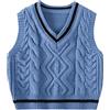 ACMEDE Bambini Maglione Pullover Panciotto Gilet a Maglia Ragazze Ragazzi Scollo a V Maglione Lavorato Senza Maniche Primavera Autunno Inverno Bimba Bimbo Jacquard Gilet Classico Maglieria, Navy Blu (90)