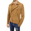 Evoga Cappotto Giacca Uomo camoscio Invernale Casual Slim Fit Giubbotto Moto Jacket Scamosciato (L, Cammello)