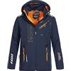 Geographical Norway, Giacca impermeabile da uomo in softshell, adatta per attività all'aperto, con cappuccio, Marina Militare, 5XL plus