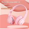 Fiauli Cuffia Bluetooth, cuffia pieghevole per computer portatile over-ear con luce RGB, cuffia wireless 5.0 compatibile con Bluetooth a forma di orso per telefono computer Rosa