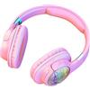 Fiauli Cuffie Bluetooth, riduzione del rumore, audio stereo, cuffie senza fili con luce flash, 400 mAh, cuffie stereo wireless over-ear alimentate a batteria per il gioco Rosa