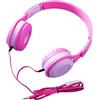 Fiauli Cuffie cablate per bambini, cuffie over-ear stereo HiFi Surround Mega Bass, cuffie per studenti pieghevoli compatibili con HD con microfono per il gioco Rosa