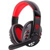 Fiauli Cuffie wireless V8-1, cuffie Bluetooth con riduzione del rumore intelligente estensibile HiFi, cuffie da gioco stereo 5.0 compatibili con Bluetooth con microfono per lo sport Nero rosso