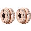 Amuefer Clip Sparkling Pavé Lines Oro rosa Charm Compatibili Bracciale Collana, Argento Sterling Ciondolo Compleanno Natale Gioielli Regali per le Donne Moglie Amici
