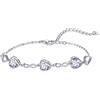 Qings Bracciale Donna Moissanite Cuore Argento 925 Aprile Bracciali Regolabili Simbolo dell'infinito Pietra di Nascita con 3 Charms Zirconi a Forma di Cuore Regali di Natale per la Mamma Ragazze Lei