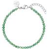 Purelei Bracciale in avventurina, Bracciale da donna in acciaio inossidabile resistente, bracciale impermeabile in perle di avventurina, lunghezza regolabile da 16 a 19 cm (Argento)