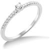 MIORE Gioielli da donna 0,12 carati diamante anello di fidanzamento con diamanti brillanti anello in oro bianco 18 carati / 750, Oro bianco