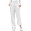 PASUDA Pantaloni Tuta Donna Invernali Termici Pantaloni Fodera in Pile Casual Elastico Pantaloni Jogging a Vita Alta Pantalone Sportivi Lungo Comodi in Cotone con Tasche e Coulisse (Bianco, L)