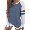 Famulily, Maglietta in stile baseball a maniche lunghe, girocollo, a righe con blocchi di colore, da donna - rosso - M