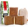 Natura Germania Sapone di Aleppo 3x circa 200 gr (600 gr) 100% Olio d'Oliva + Sacchetto di Sisal per Sapone | - Sapone per Capelli, Sapone Naturale, Sapone da Doccia | Fatto a Mano + Vegano