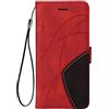 SEAHAI Cover per Motorola Moto G13 / Moto G23, Ultra Sottile Custodia Premium PU Pelle Portafoglio Kickstand Slot per Schede Antiurto Flip Cover Libro - Rosso