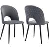 FC Set di 2 imbottiti Sedie per sala da Pranzo fuori da Velluto con Diamantato Schienale e Struttura in Metallo, 47x44x84 cm, Grigio