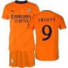 Real Madrid - Set T-shirt e pantaloni seconda stagione 24/25, MBAPPE, bambini 12 anni, replica con licenza ufficiale, arancione, 12 Anni