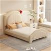 HAUSS SPLOE Letto per bambini imbottito 90 x 200 cm, con testiera regolabile in altezza, peluche, beige (senza materasso)