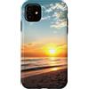 Cadeau coucher soleil Personnalisé Coeur Custodia per iPhone 11 Tramonto Ciottoli, Conchiglie Sparse Sul Mare