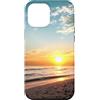 Cadeau coucher soleil Personnalisé Coeur Custodia per iPhone 14 Plus Tramonto Ciottoli, Conchiglie Sparse Sul Mare