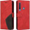 Fatcatparadise Cover per Samsung Galaxy A9 2018, Flip Caso in PU Pelle Case Cover Libro Portafoglio Protettiva Custodia con TPU Sottile Antiurto,[Kickstand][Slot per Schede][Magnetica] (Rosso)