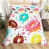 Loussiesd Set di biancheria da letto con simpatico copripiumino con ciambelle e dessert, per ragazze e bambini, regalo per camera da letto, colorato, con federa, 2 pezzi, per letto singolo