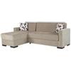 BellaHome Divano letto merlin con cassettone e penisola reversibile beige, 225x150x81 cm