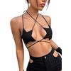 Ella Lust Cami Shirt Rave Hot Donna - Reggiseno da Ballo Sexy con Allacciatura al Collo Senza Schienale con Spalline Incrociate Sexydonna da Festival Outfit Opaco Donna (Black,XS,1078r)