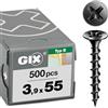 SPAX GIX-B 1891170390555 - Viti per cartongesso, filettatura grossa, 3,9 x 55 mm, 500 pezzi, testa a tromba, Phillips H2, viti per cartongesso per sottostrutture in legno