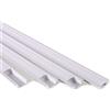 JANDEI - Confezione da 4 Profili in Alluminio Grigio, Forma YW, Lunghi 1 Metro, per l'installazione a Incasso di Strisce LED, Diffusore Arrotondato Semitrasparente. Include Tappi Terminali