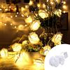 Wisdom Catena decorata con 10 Rose luminose a Led Bianco Caldo fisso e intermittente 1 metro a batteria Wisdom