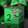 DNDND - Set di 7 dadi in metallo verde opaco, set di dadi da D&D in metallo pesante, con custodia regalo per giochi da tavolo come Dungeons and Dragon (verde opaco con fiore rosa), viola e oro