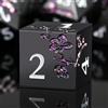 DNDND Glitter Purple Metal D&D Dice, 7 PCS Flower Metallic DND Dice Set with Grogeous Gift Case for Dungeons and Dragon Tabletop Game (Matte Black with Glitter Purple Flower)
