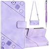 Grandoin Cover per Samsung Galaxy J6 2018 con Cordino, Custodia a Portafoglio in Pelle per Samsung J6 2018 con Collana Laccio Tracolla, Slot Schede Supporto Stand Flip Caso Cover a Libro (Viola)