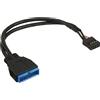 InLine 33449M - Cavo adattatore interno USB 2.0 a 3.0, scheda madre USB 2.0 su USB 3.0, 0,3 m