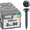 SPAX GIX-B 1891170390305 - Viti per cartongesso, filettatura grossa, 3,9 x 30 mm, 1000 pezzi, testa a tromba, Phillips H2, viti per cartongesso per sottostrutture in legno