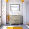 Dmora Mobile per Bagno ad un'anta a ribalta e Specchio, Colore, cm 80 x 80 x 45, Rovere Alaska, 2 cassetti