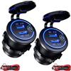 Intckwan (2 Pezzi) Intckwan Caricabatteria da auto USB a 2 porte, QC 3.0 36W Ricarica rapida con interruttore e Blu LED, impermeabile e antipolvere per 12V~24V Auto Barca Moto SUV Bus Camion Caravan