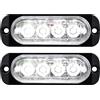 Willpower 2pz Ultra Sottile Luce Stroboscopica di Emergenza 4LED Bianco Pericolo Lampeggiante Luci 12V 24V 18 Modalità Spia Luminosa IP67 Luci di Recupero per Camion Rimorchi Auto Camper Fuoristrada