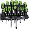 Relaxdays Set da 37 Cacciaviti Professionali, XXL, Inserti, Giraviti a Croce e a Taglio, Supporto a Parete, Nero/Verde