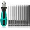 CTENG Set di 12 cacciaviti Torx T6-T40, 1/4, con manico, T6-T40, codolo esagonale da 100 mm, in acciaio S2