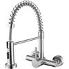 Tondiy Rubinetto Cucina Flessibile a Parete con Doccetta a 2 Modalità, Miscelatore Monocomando a Muro Girevole a 360°, Rubinetti Molla per Lavello, Acciaio Inox 304, Aeratore Rimovibile